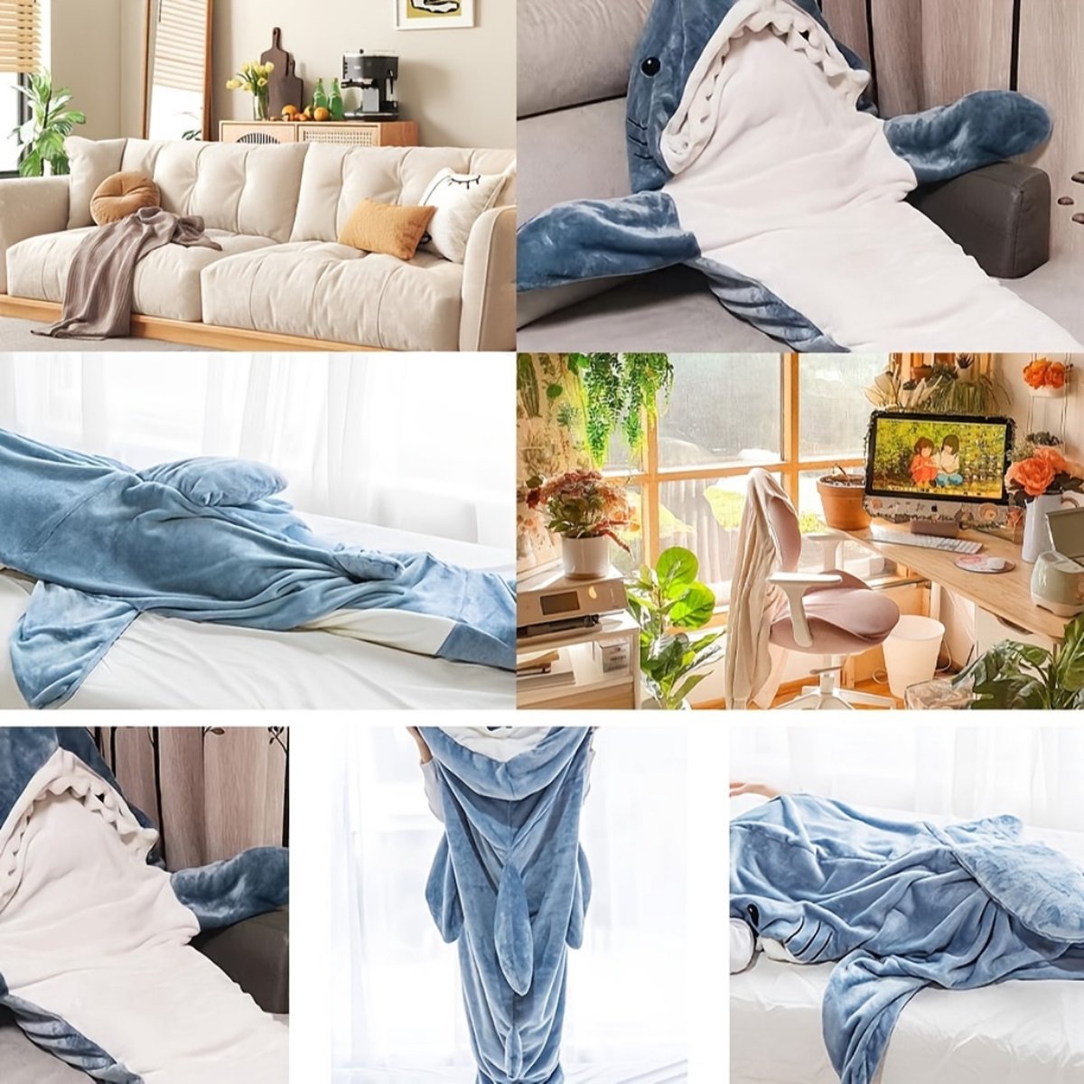 Hoodie Deken Met Mouwen - Fleece Blanket - Dames - Heren - Kinderen - Plaid - Knuffeldeken - Onesie - Extra Zacht & Warm - Haai - Maat L — cadeau in Wonen & Interieur - foto 4