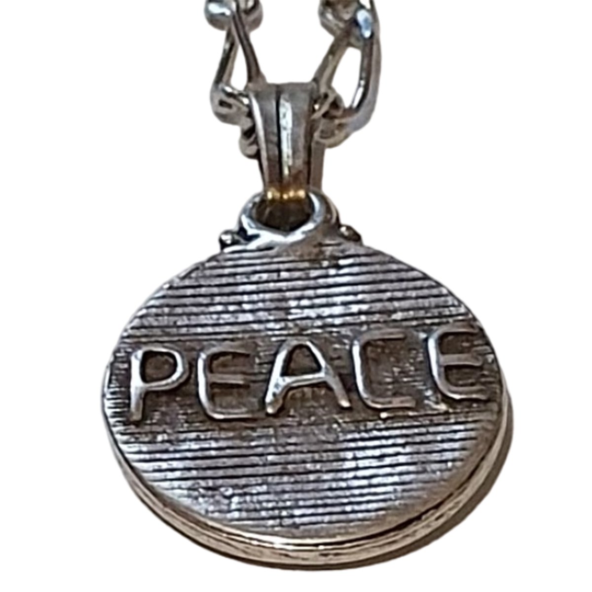 Zeeuws Meisje - Peace - vrede - Ketting met hanger -tekst PEACE en vredesduif - verzilverd