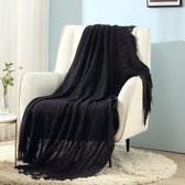 SHOP YOLO - Plaids & Grand foulards - deken-cosy/sofa/stoel/bed- 127 x 152 cm - Zwart
