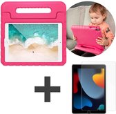 iMoshion Kidsproof Tablet Hoes Kinderen & Screenprotector Gehad Glas Geschikt voor Apple iPad 9 (2021) 9e generatie / iPad 8 (2020) 8e generatie / iPad 7 (2019) 7e generatie tablethoes - Roze
