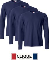 Clique 3 pack lichtgewicht T-shirt met lange mouwen Dark Navy maat 4XL
