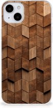 Bumper Hoesje Geschikt voor iPhone 15 Wooden Cubes
