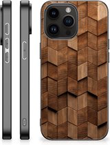 Houten Print Telefoonhoesje Geschikt voor iPhone 15 Pro Max Wooden Cubes