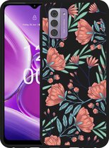 Cazy Hoesje Zwart geschikt voor Nokia G42 Poppy Roses