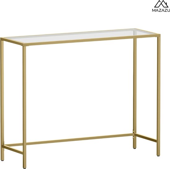 MIRA Home - Console - Table d'appoint en Verres - Moderne - Métal - Or - 100x35x80