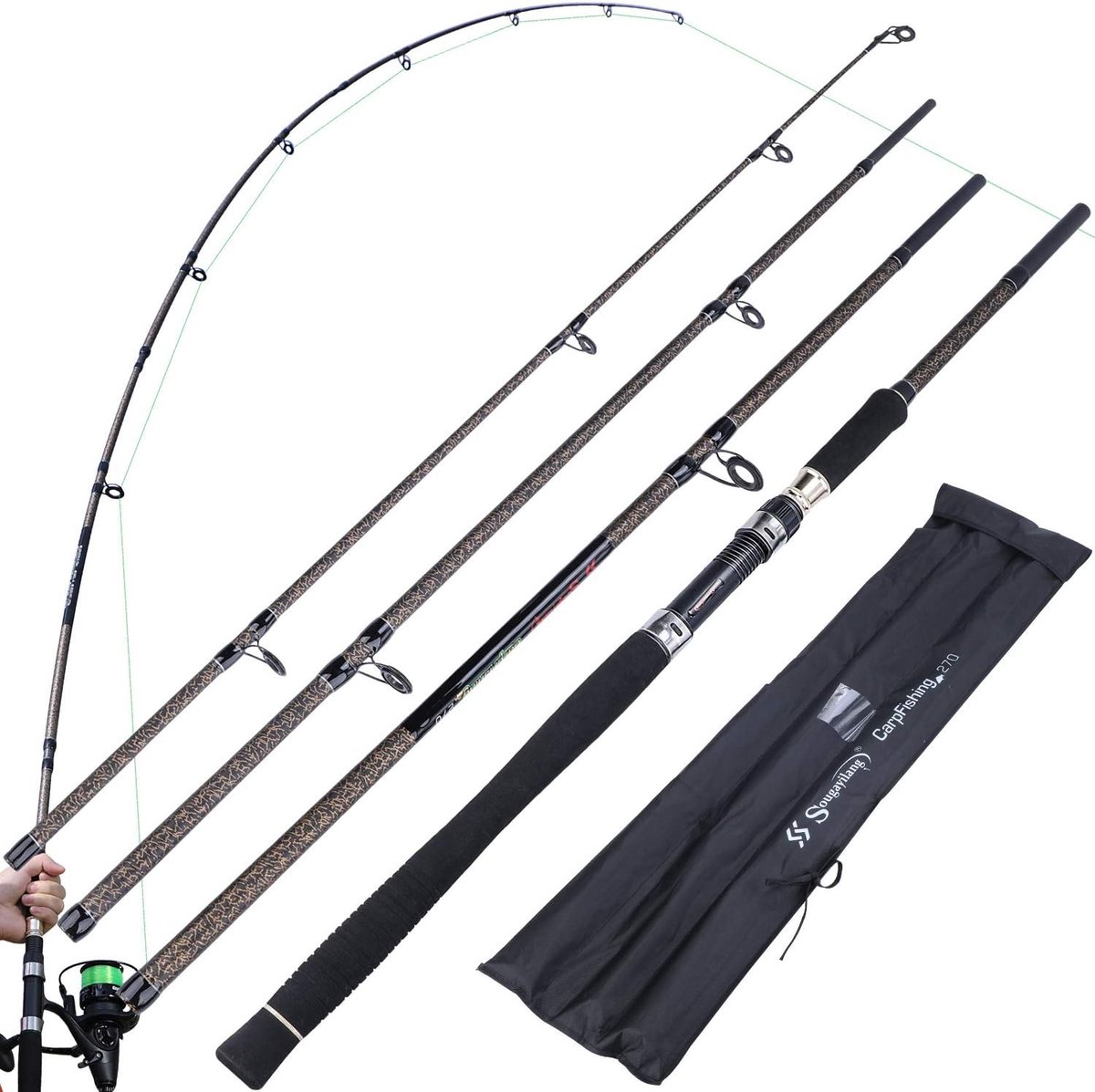 Canne à Pêche En Fibre De Carbone Strong 2 - 7 M, Compacte Pour Un Transport Facile, Poids De Pêche 2000 G