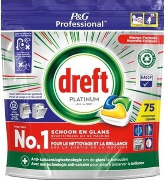 Dreft Platinum Lemon All in 1 Vaatwastabletten - 75 tabs