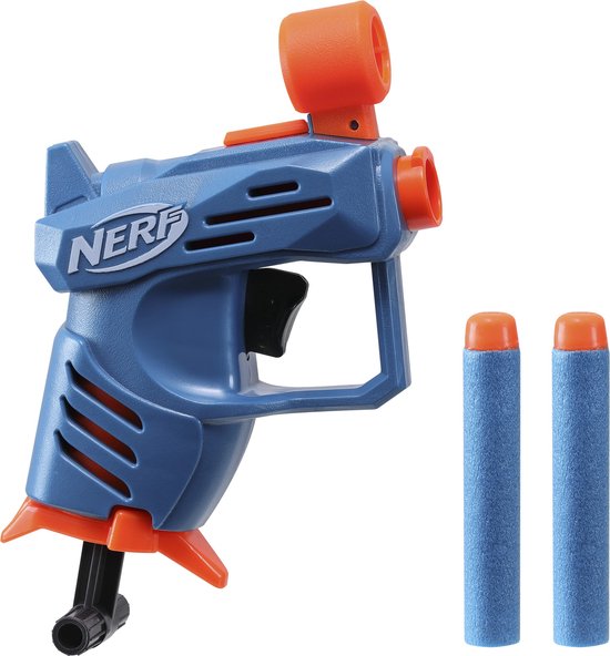 Blauwe Nerf Elite 2.0 Ace SD-1 blaster met oranje details en 2 blauwe pijltjes.
