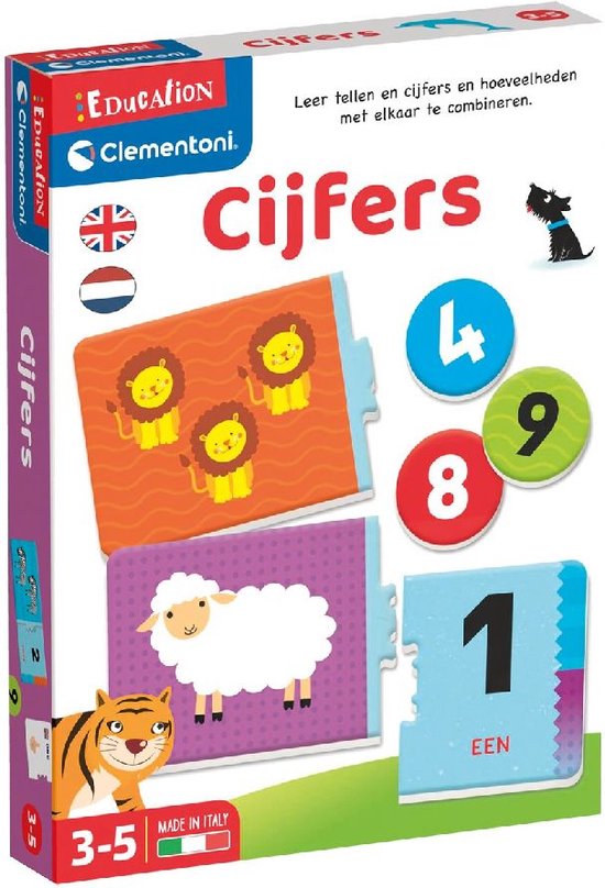 Clementoni - Leren tellen - Voelbare cijfers - Dieren tellen - Alleen of samen spelen - Educatief Speelgoed - 3-5 jaar