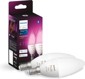 Philips Hue White and Color ambiance Flamme - Ampoule connectée E14 - (pack de 2), Ampoule intelligente, Bluetooth/Zigbee, Blanc, LED intégrée, E14, 2000 K