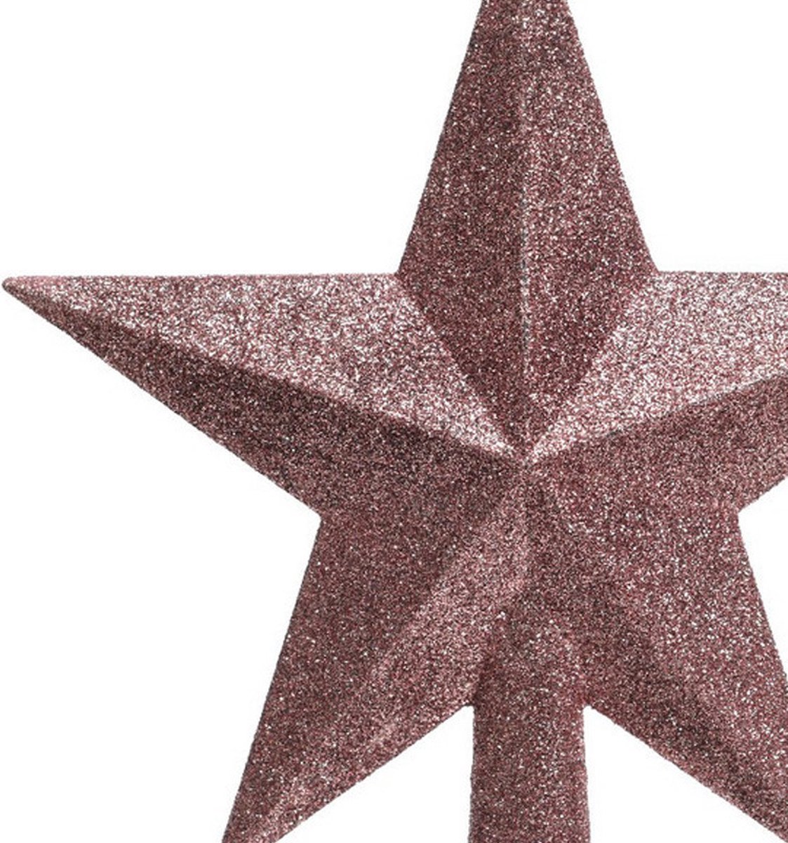 Decoris kerstboom piek - 1x - ster vorm - oudroze - glitter - 19 cm - kunststof - kerstpiek – foto 3