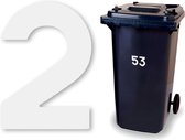 Huisnummer kliko sticker - Nummer 2 - Klein wit - container sticker - afvalbak nummer - vuilnisbak - brievenbus - CoverArt