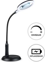 Regal Tech® Loeplamp - Professionele Loeplamp met LED-verlichting - Leeslamp, Bureaulamp, Werklamp - Vergrootglas 5x Vergroting - 30 LED's - 59 cm - Dimbaar - Oplaadbaar