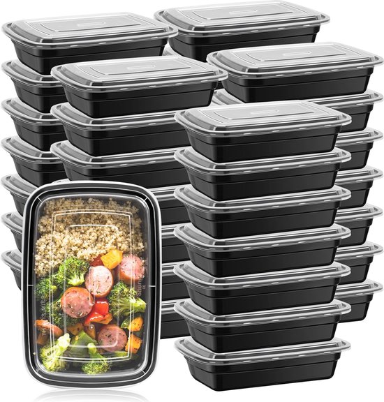 50 stuks maaltijdprep containers, lunch bento boxen met deksels, draagbare lunch, voedselopslagcontainer, keuken, eten om mee te nemen, camping, picknickbox, magnetron