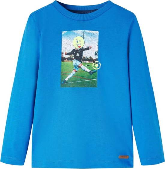 vidaXL-Kindershirt-met-lange-mouwen-voetbalspelerprint-104-kobaltblauw