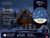 Kerstverlichting - Lumineo - IJspegel - Lichtgordijn - 5 meter - IJspegel - 119 LED's - zwart snoer - warm wit - voor binnen & buiten