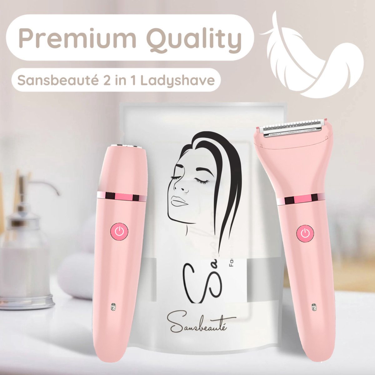 2-in-1 Ladyshave Gezicht - Oksels - Benen - Bikinilijn - Scheerapparaat Vrouw - Ontharingsapparaat Electrisch Ontharen - Gezichtsontharing Dames - Trimmer Vrouw - Ladyshaves Bikini - USB Oplaadbaar — afbeelding 4