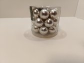 Kerstballen - zilver - mat - 24 stuks - 25 mm - glas