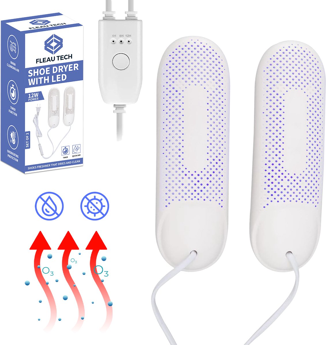 Fleau Tech Schoenendroger UV Functie – Schoenverwarmer – Elektrische Schoendroger – Geurvreter - Droogfunctie & Timerfunctie