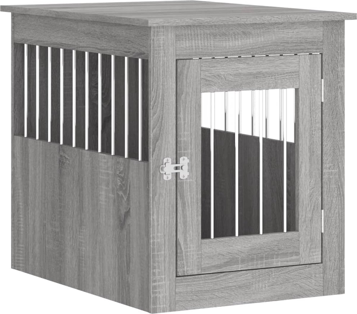 Bol.com vidaXL - Hondenbench - 55x75x65 - cm - bewerkt - hout - grijs - sonoma aanbieding