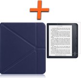 Étui adapté pour Kobo Libra 2 Sleepcover Book Case avec protecteur d'écran - Kobo Libra 2 Cover Book Cover - Blauw foncé
