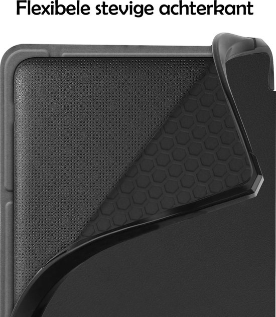 Hoesje Geschikt voor Kobo Libra 2 Hoes Bescherm Hoesje Case Sleep Cover Trifold Met Screenprotector - Hoes Geschikt voor Kobo Libra 2 Hoesje - Zwart van Hoesje  — afbeelding 4