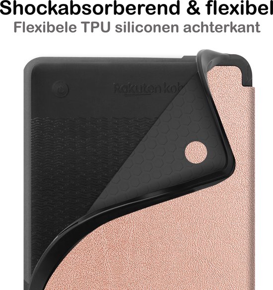 Hoesje Geschikt voor Kobo Clara 2E Hoesje Luxe Bescherm Case Met Screenprotector - Hoes Geschikt voor Kobo Clara 2E Hoes Book Cover - Rosé Goud van Hoesje  — afbeelding 3