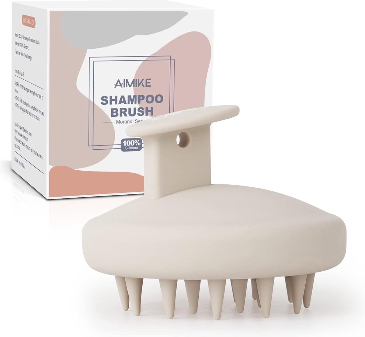 Massageborstel van siliconen voor de hoofdhuid, milieuvriendelijke hoofdmassageborstel voor peeling en stimuleert de haargroei, hoofdmassageshampoo