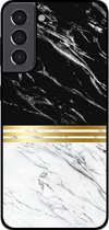 Smartphonica Telefoonhoesje voor Samsung Galaxy S21 marmer look - backcover marmer hoesje - Zwart Wit / TPU / Back Cover geschikt voor Samsung Galaxy S21