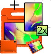 Hoesje Geschikt voor Samsung Galaxy Tab A 10.1 2019 Hoesje Kinderhoes Shockproof Hoes Kids Case Met 2x Screenprotector - Oranje