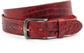 Thimbly Belts Jeans riem rood kroko - heren en dames riem - 4 cm breed - Rood / Zwart - Echt Leer - Taille: 100cm - Totale lengte riem: 115cm
