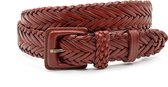 Thimbly Belts Dames gevlochten riem roest - dames riem - 3.5 cm breed - Roest Bruin - Echt Leer - Taille: 105cm - Totale lengte riem: 120cm