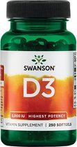 Swanson - Vitamine D3 5000 IE - 250 Softgels