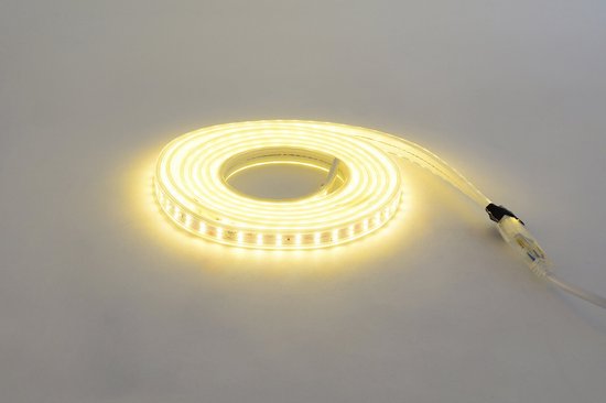 5m - LED strip -Lichtstrip met aansluiting- Directe 220V aansluiting - Dimbaar - Geen driver nodig - Keuken - Slaapkamers - Woonkamers-IP67 Waterdicht-100cm(1M)- 120Led/1meter- 16W/1meter - 1920Lumen -3000K WarmWit licht