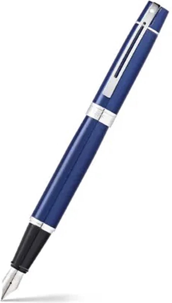 Sheaffer vulpen - 300 - zwart en glanzend blauw met chroom - penpunt M - inclusief convertor voor vulling