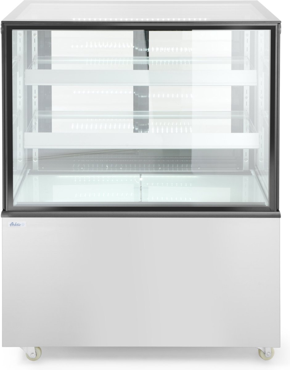Arktic Koelvitrine - 300L - RVS/Zwart - 0°C/+6°C - Geforceerd - 3 Niveaus - Wielen - 915x675x1210mm