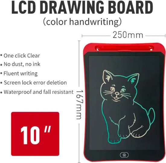 Lcd-schrijfbord, speelgoed voor kinderen, kleurrijk tekenbord, kleurrijke doodles, schoolspelletjes in de auto, cadeau voor meisjes en jongens van 3 tot 8 jaar, roze