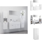 vidaXL Ensemble de meubles de salle de bain - Blanc brillant - 90x38,5x46 cm - Avec miroir - Armoire de salle de bain