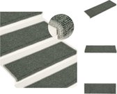 vidaXL Trapmat Groen 65 x 21 x 4 cm - Getuft PP - Anti-slip - Geluiddempend - Wasbaar - Dubbelzijdige kleefband - 15 stuks - Trapmat