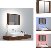 vidaXL Armoire à miroir LED Chêne marron - 60 x 12 x 45 cm - Montage mural - Armoire de salle de bain