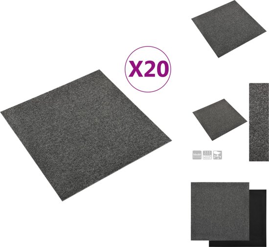 vidaXL PP Vloertegelset - 50 x 50 cm - Antraciet - 5 m² - Vloer