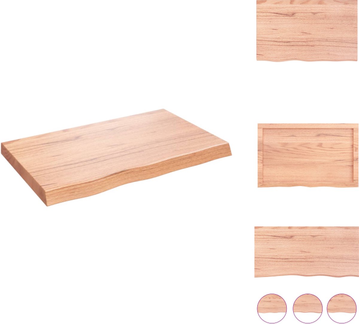 VidaXL Wandplank Eikenhout Rustieke stijl LxBxD- 80x50x6 cm Draagvermogen- 32 kg Wandsteun