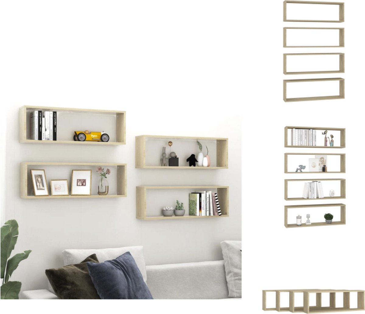 VidaXL Wandschap 80 x 15 x 26.5 cm Sonoma eiken Montage vereist Wandsteun