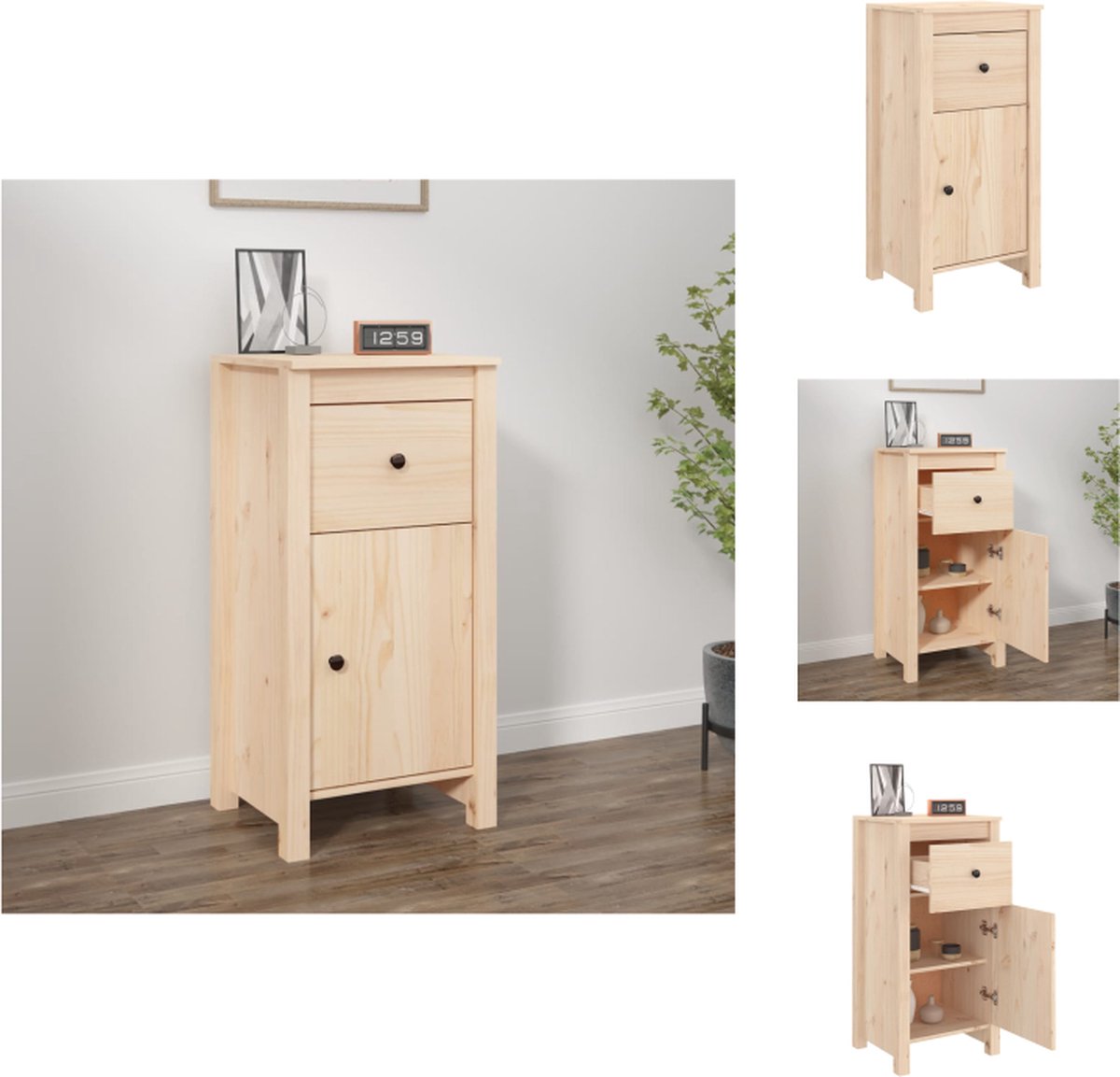 VidaXL Houten Dressoir 40 x 35 x 80 cm Massief Grenenhout Keukenkast
