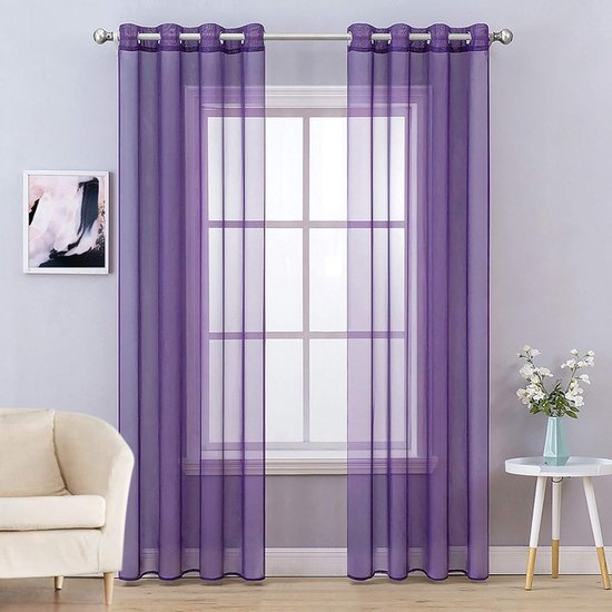halfdoorzichtig, vintage, decoration curtain, 55 x 63 Inch (L x H), Light Purple