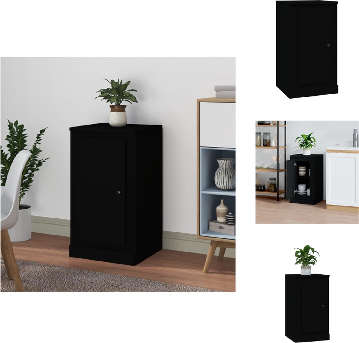 VidaXL dressoir Classic bijzetkast 37.5 x 35.5 x 67.5 cm zwart Keukenkast