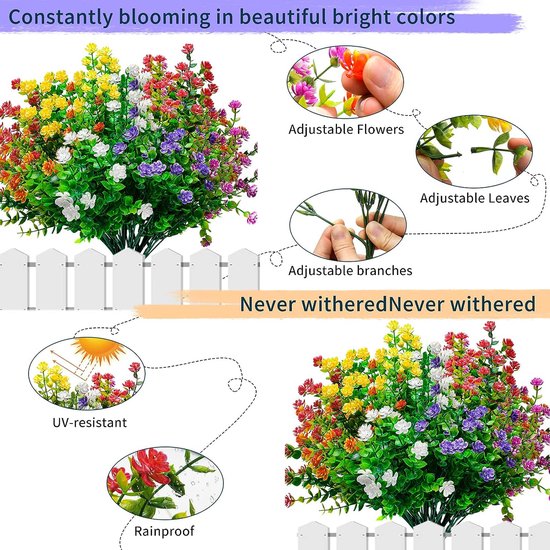 6 Bundels Kunstbloemen, Realistische Kunstbloemen, Balkonplanten voor