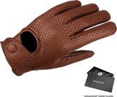 Leren handschoenen Heren - Retro Mesh - Leren Handschoenen Dames - Gemaakt van echt Lamsleer - Unisex - Nappa Bruin - Maat XL