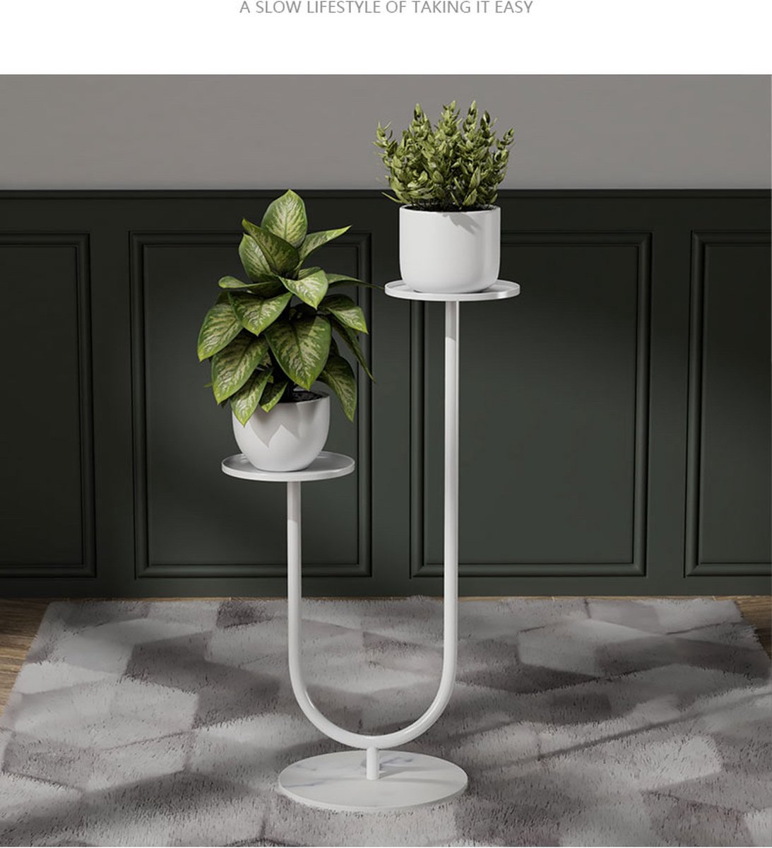 Planten standaard U type Rotsplaten Grijs Plateaus Wit 2 Plateaus