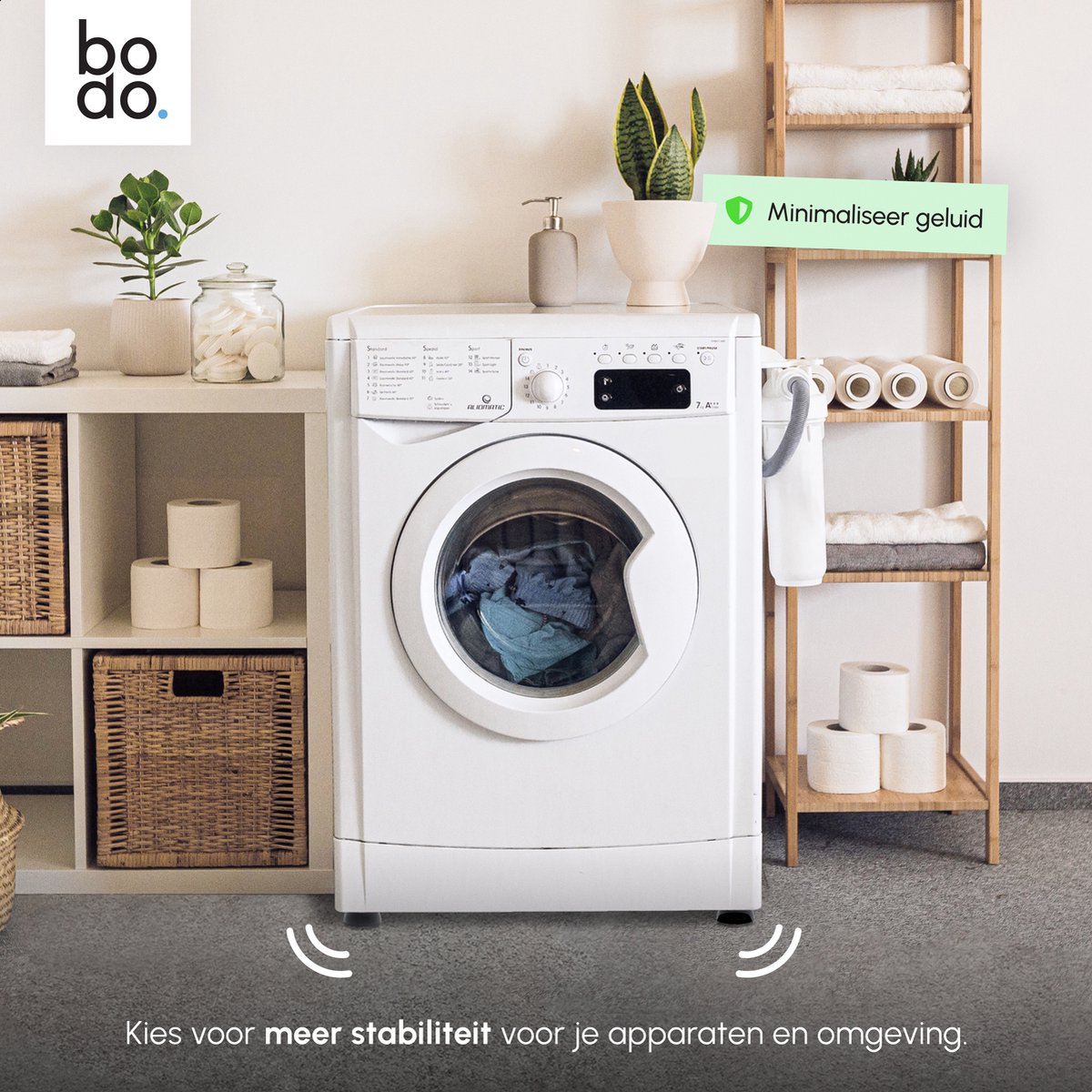 Bodo® Trillingsdempers Wasmachine - Droger – Set van 4 – Zwart — afbeelding 7